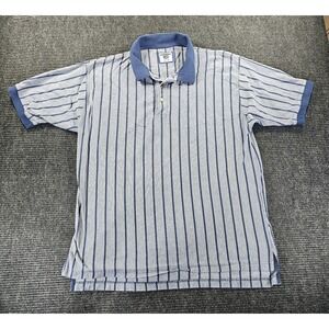 Lee Polo Shirt Mens XL Gray Striped Cotton High Low Hem Side Slit Golf Tennis